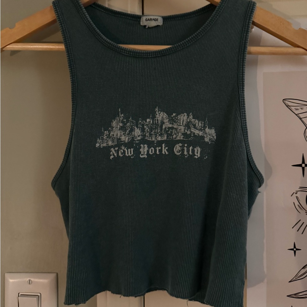 Garage Teal Ribbed Knit Top